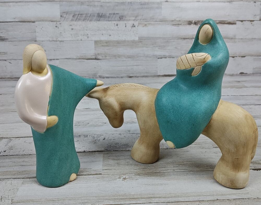 Vintage 1990 Jack Black Pottery Flight Into Egypt Holy Family Donkey Figurines